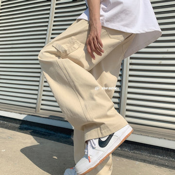 M-5XL Cargo Pants Men Fashion 3 Colors Casual Wide Leg Pants Men Streetwear Loose Hip Hop Pocket Straight Pants Mens Trousers aidase-shop